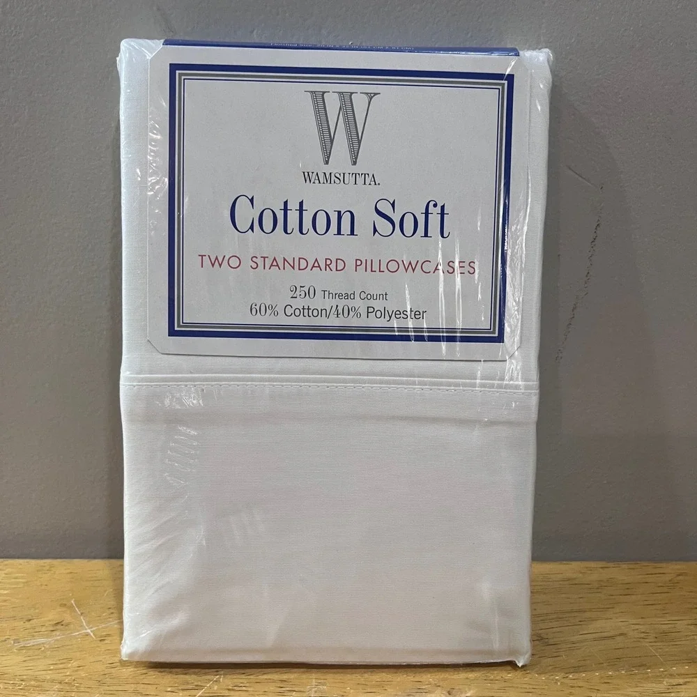 Wamsutta Cotton Soft 2 Standard Pillowcases Sand 250 TC Vtg Aesthetic NEW